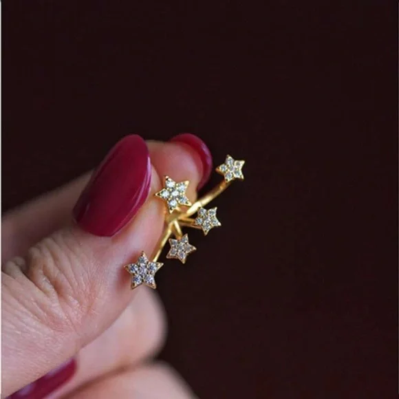 Celestial Silver and Gold Star Earrings - Picture 2 of 3